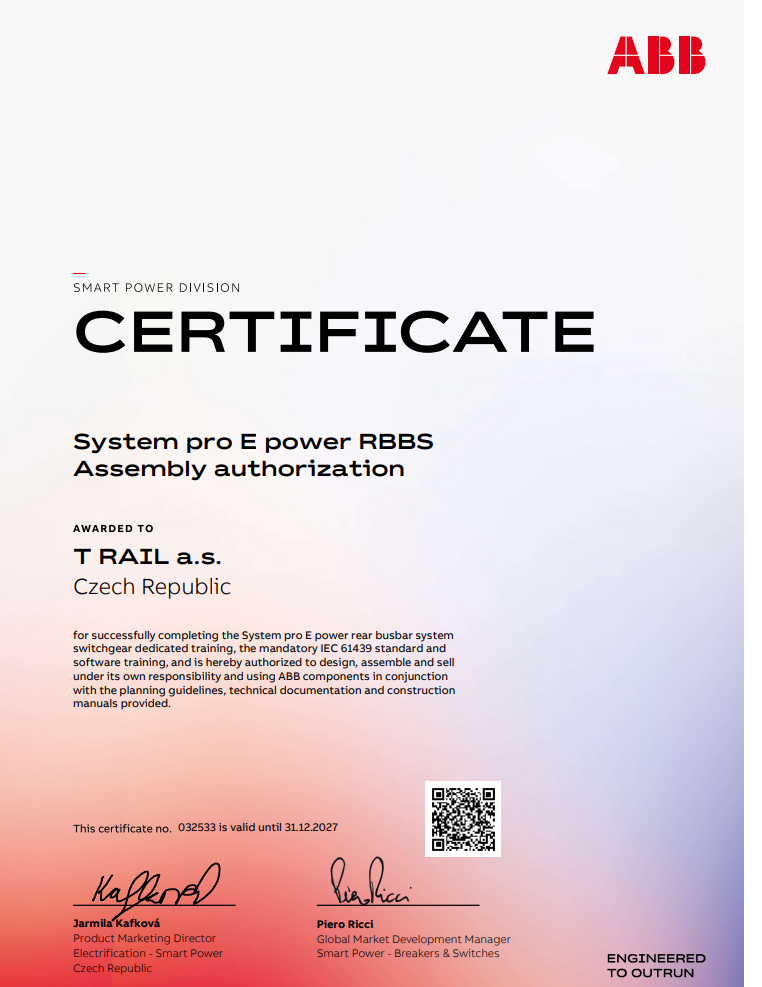 ABB System pro E power RBBS Certifikát