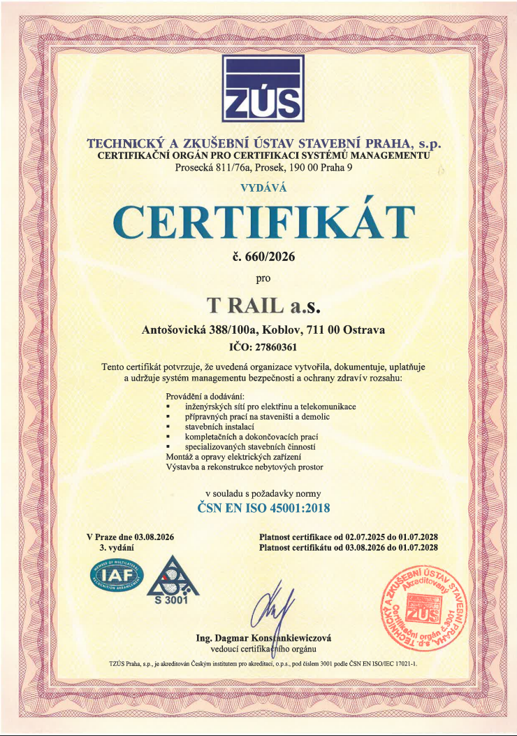 ISO 45001:2018 Certifikát